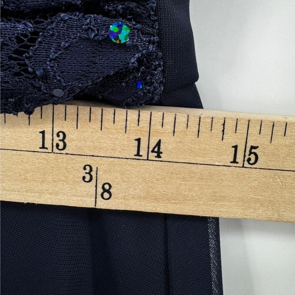 Jessica Howard Navy Blue Sequin Lace Dress/Jacket Set 6P Formal Evening Wedding